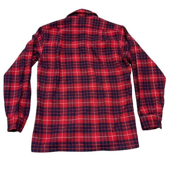 Vtg Pendleton Board Shirt S Virgin Wool Plaid Loop Collar Long Sleeve Shacket - Picture 4 of 4